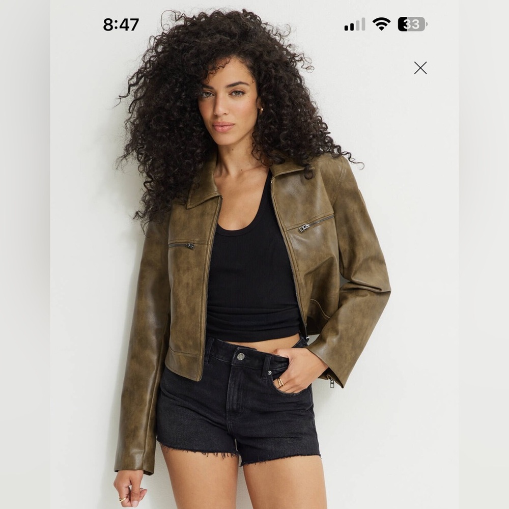 Washed faux leather jacket